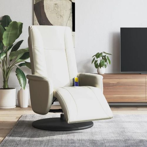 Prolenta Premium - Fauteuil Inclinable De Massage Et Repose-Pieds Crème Similicuir