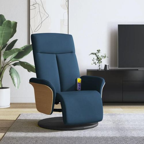 Prolenta Premium - Fauteuil Inclinable De Massage Avec Repose-Pieds Bleu Tissu
