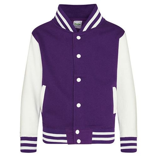 Veste Sweat Teddy Style Collège Américain - Enfant - Jh043k - Violet Et Blanc