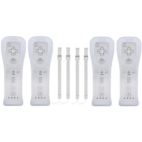 4pcs Manette Wii, Wii Télécommande, Télécommande De Jeu De Compatible Avec Nintendo Wii/Wii U, Avec Étui En Silicone Et Dragonne