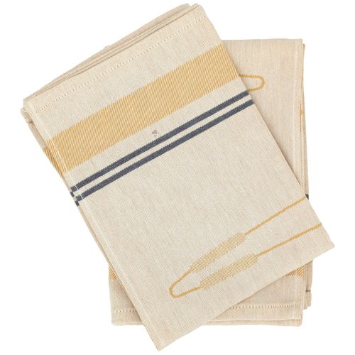 Lot De 2 Torchons De Cuisine Toile Collection Barb 50x70 Cm Jaune