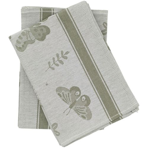 Lot De 2 Torchons De Cuisine Toile Collection Wings 50x70 Cm Vert