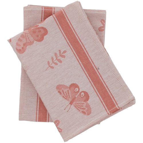 Lot De 2 Torchons De Cuisine Toile Collection Wings 50x70 Cm Orange