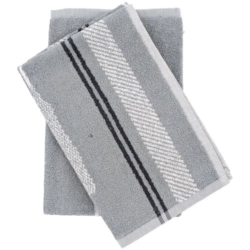 Lot De 2 Torchons De Cuisine Éponge Collection Barb 50x50 Cm Gris