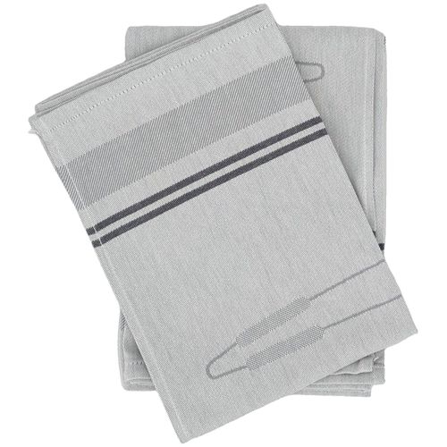 Lot De 2 Torchons De Cuisine Toile Collection Barb 50x70 Cm Gris