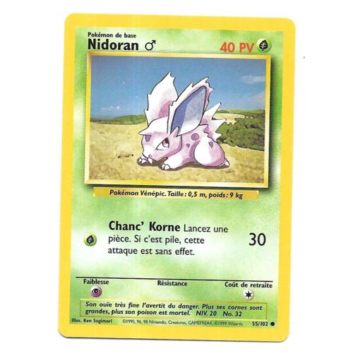 Carte Pokémon Nidoran 55/102 - Set De Base Wizards (Vf)