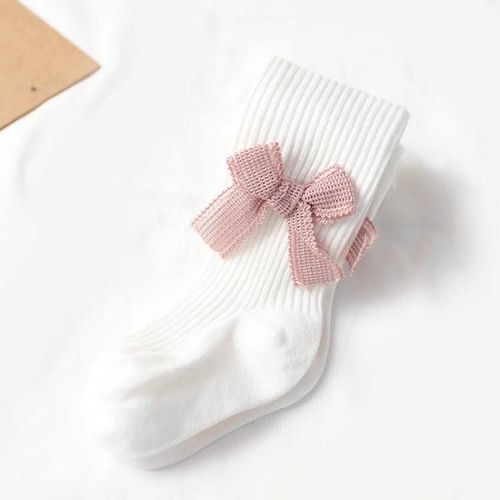 Collants Fille-Collants En Tricot Noeud Pour Les Enfants De 2 À 4 Ans-Blanc Blanc,L 2-4 Ans