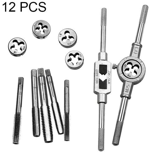 Jeu de tarauds et de matrices-12 pcs Combinaison de clés à tarauder métriques par