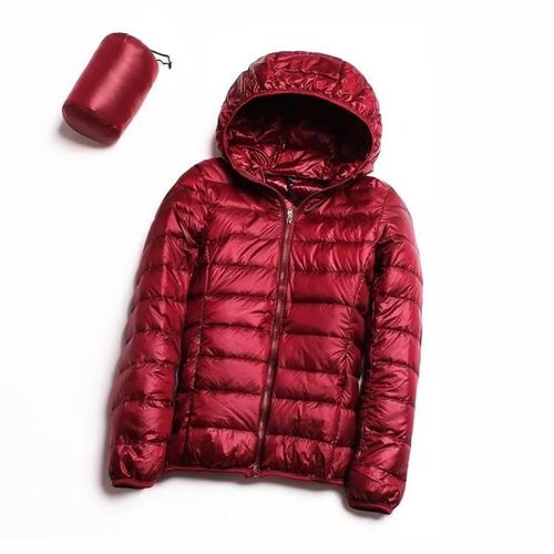 Doudoune Canard Ultra Légère Pour Femme-Parka À Capuche Chaude,Rouge Vin,Taille M Rouge Vin,M