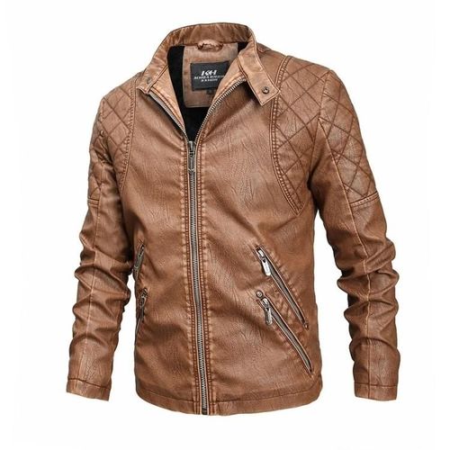 Blouson En Cuir-Mode Automne Hiver,4xl Kaki Pour Homme Kaki,4xl