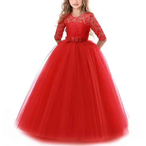 Robe De Soirée Filles-Robe De Princesse Rouge Pour Mariages Et Demoiselles D'honneur,140cm Rouge,140cm