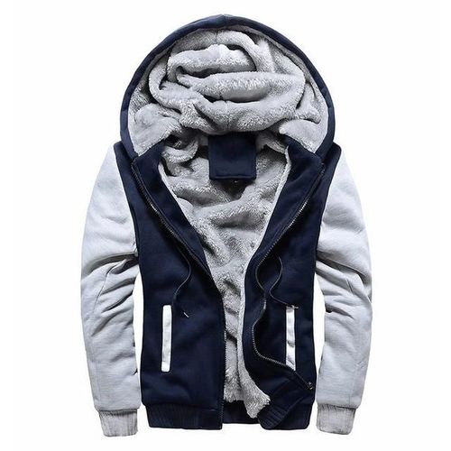 Parka D'hiver Pour Homme-Plus Velvet,Coupe-Vent,Hooded,Grande Taille-Xl Bleu Bleu,Xl