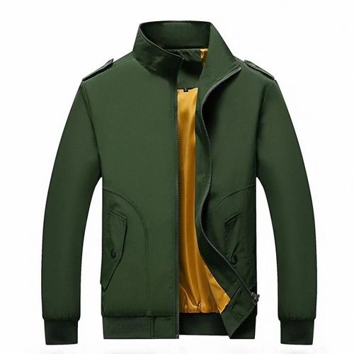 Veste À Col Montant À Manches Longues Pour Hommes-Collage De Couleurs Unies,Xxxl Vert Vert,Xxxl