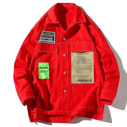 Veste Chemise À Manches Longues Pour Homme-Port Wind,Rouge,Taille L Rouge,L