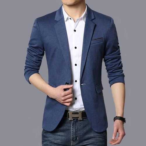 Hommes Costume Décontracté Blazer Slim Fit Affaires Robe Formelle Marié Mariage Costume Manteau M Bleu,M