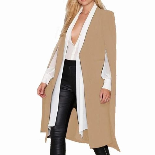 Manteau Châle Décontracté-Cape Déboutonnée,Kaki,Taille S-Kaki,S
