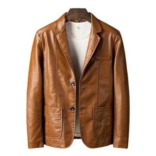 Hommes Slim Fit Affaires Casual Moto Veste En Cuir 5xl Soil Yellow,5xl