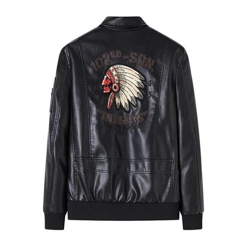 Blouson De Vol En Cuir Pu Pour Homme-Col Lavé,Tailles M Et Xl,Noir Noir,Xl