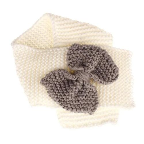 Automne Hiver Filles Chaud Tricoté Bowknot Foulards Blanc
