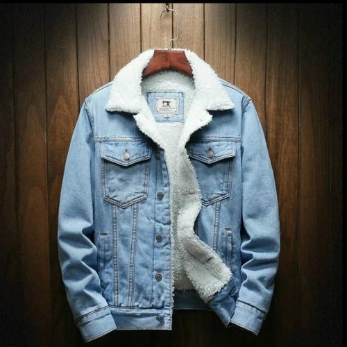 Veste En Jean D'hiver En Laine Pour Hommes-Vêtements D'extérieur Bleu Ciel Chaud,Taille M Bleu Ciel,M