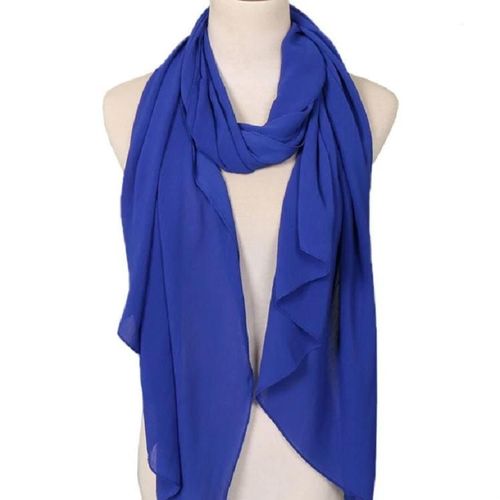 Écharpe Châle En Mousseline De Soie-Couleur Unie Turban 180cm Saphir Par Sapphire,180cm
