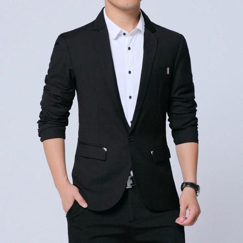 Blazer Décontracté Pour Homme-Costume D'affaires Auto-Cultivateur,Xl Noir Noir,Xl