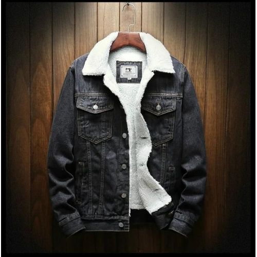 Veste En Jean D'hiver En Laine-Vêtements D'extérieur Chauds Pour Homme,Xxl Noir Noir,Xxl