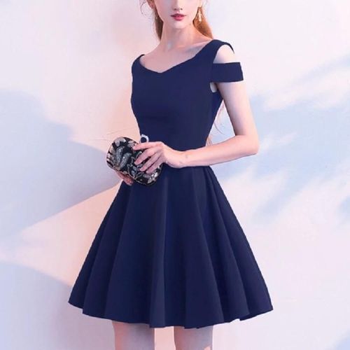 Robe De Soirée Mince D'été-Robe De Banquet D'anniversaire Bleu Marine Xs Par Navy,Xs
