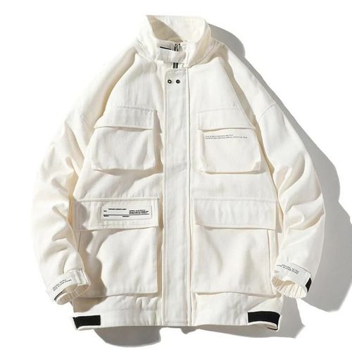 Veste Décontractée Multi-Poches Pour Homme-Coupe Ample,Blanc,Xxxl Blanc,Xxxl
