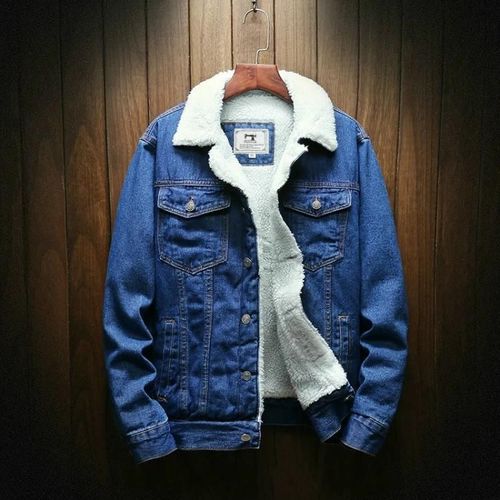 Veste En Jean D'hiver En Laine Pour Homme-Warm Xxl Bleu Vêtements D'extérieur Bleu,Xxl