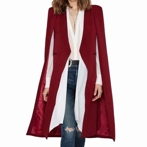 Manteau Châle Cape Décontracté Pour Femme-Déboutonné,Xxl,Rouge-Rouge,Xxl