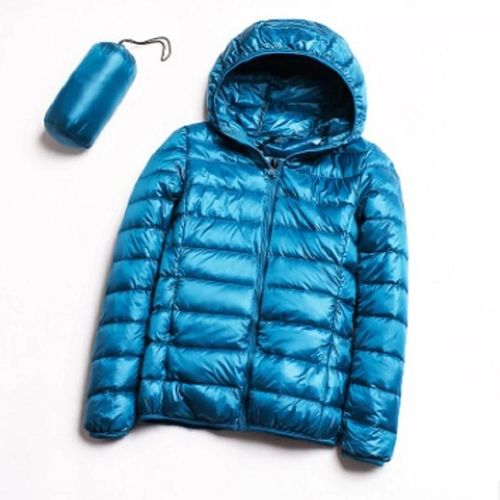 Doudoune Canard Ultra Légère Pour Femme-À Capuche,Chaude,Bleu Lac,Taille M Bleu Lac,M