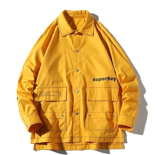 Veste Décontractée À Manches Longues Pour Hommes-Imprimé Lettres Jaunes,Xl Jaune,Xl