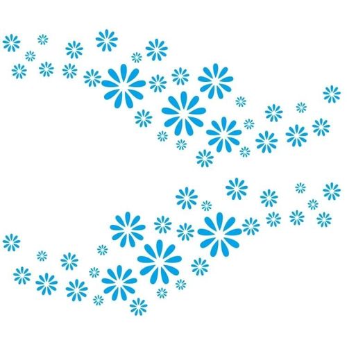 Autocollants De Voiture À Motif De Fleur-2 Pcs D-483 Bleu Décalcomanies Décoratives Bleu