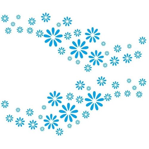 Autocollants De Voiture À Motif De Fleur-2 Pcs D-483 Bleu Décalcomanies Décoratives Bleu