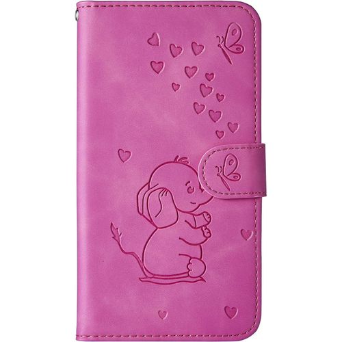 Coque Samsung Galaxy A6 Plus 2018, Cute Bebe Elephant Housse Etui En Cuir Portefeuille Magnetique Flip Cover Wallet Case Avec Carte Fentes, Fonction Stand -Violet
