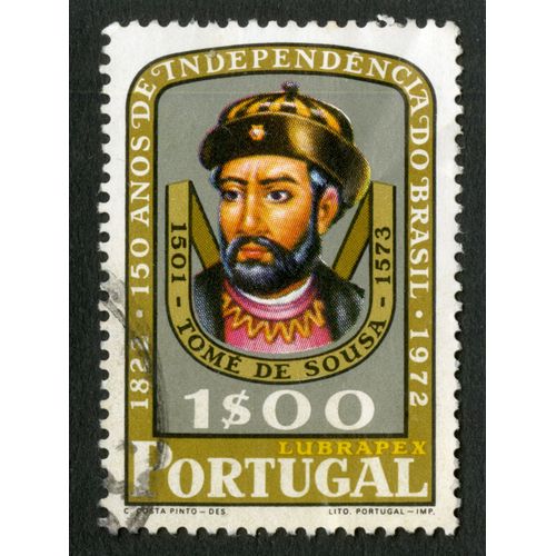 Timbre Oblitéré Portugal, Lubrapex, 1822 150 Anos De Independencia Do Brasil 1972, 1s20