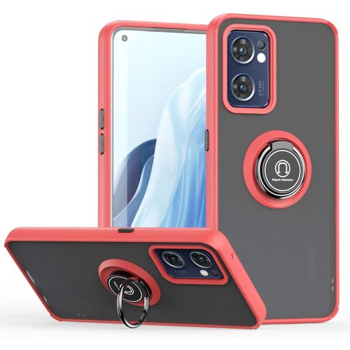 Coque Pour Oppo Find X5 Lite/Reno 7 5g Avec Anneau, Protection Housse En Tpu+Pc Avec Support Magnétique 360°, Étui Antichoc Bumper Et Housse Robuste. Rouge