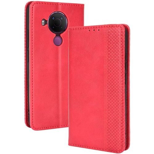 Nokia 5.4 Coque Étui Portefeuille Fonction Support Slots Pour Cartes Couverture À Rabat Magnétique Pour Le Smartphone Nokia 5.4rouge