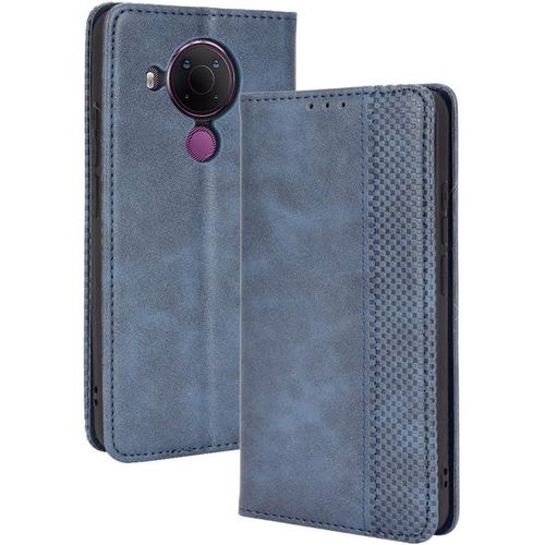 Nokia 5.4 Coque Étui Portefeuille Fonction Support Slots Pour Cartes Couverture À Rabat Magnétique Compatible Avec Le Smartphone Nokia 5.4bleu