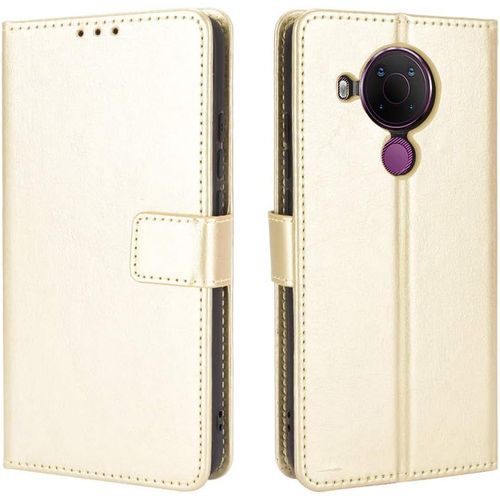 Nokia 5.4 Coque Étui Portefeuille Fonction Support Slots Pour Cartes Couverture À Rabat Magnétique Compatible Avec Le Smartphone Nokia 5.4d'or