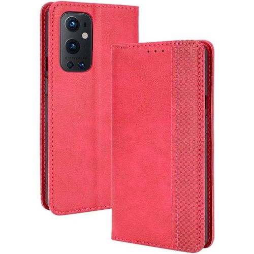 Oneplus 9 Pro Coque Étui Portefeuille Fonction Support Slots Pour Cartes Couverture À Rabat Magnétique Pour Le Smartphone Oneplus 9 Prorouge