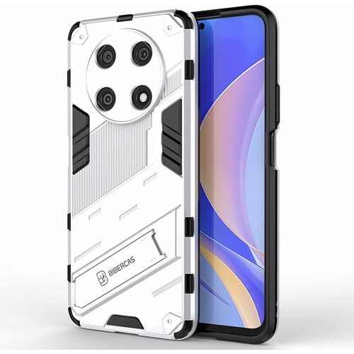 Coque Pour Huawei Nova Y90 Avec Holder Support, Etui Doublure En Silicone Tpu+Résistante Aux Chocs Pc, Protection Antichoc Case Cover Bumper-Blanc