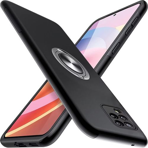 Coque Pour Samsung Galaxy A12,Mat Pc Antichoc Étui Avec Protection De Silicone Pare-Chocs,Housse De 360° Support Anneau Magnétique Case Cover,Noir