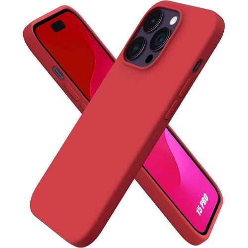 Coque Pour Iphone 15 Pro - Protection Silicone Liquide Ultra Slim Rouge - Booling