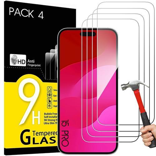 Pack-4 Verre Trempé Pour Iphone 15 Pro - Protection D'écran 9h Antichoc - Booling