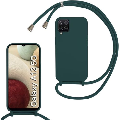 Coque Pour Samsung Galaxy A12 5g/A12 4g,Collier Pour Étui Colliers De Cellulaire Corde Silicone Avec Cordon Case Tpu Bumper Pour Samsung Galaxy A12 5g/A12 4g-Green
