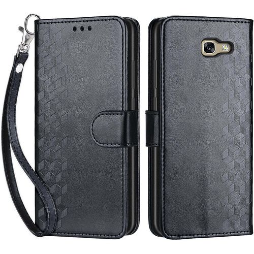 Coque Pour Samsung Galaxy A5 2017, Housse En Cuir Pu Flip Pochette Portefeuille Étui Avec Emplacement Carte Samsung A5 2017 Coque Magnétique Antichoc 3d Noir