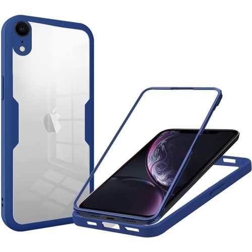 Coque Pour Iphone Xr Avec Protecteur D'ecran Intégré,360 Degrés Intégrale Rugged Housse Anti-Rayures Bumper Etui Pochette Pour Iphone Xr,Bleu
