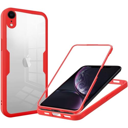 Coque Pour Iphone Xr Avec Protecteur D'ecran Intégré,360 Degrés Intégrale Rugged Housse Anti-Rayures Bumper Etui Pochette Pour Iphone Xr,Rouge